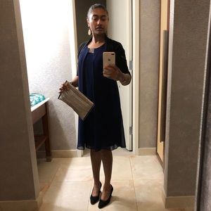 MSK Midnight Blue Rhinestone Chiffon Shift